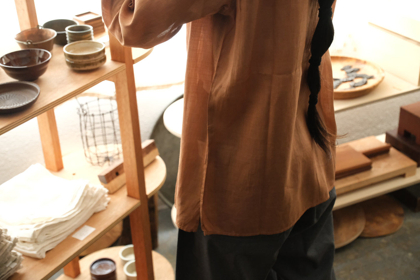 MITTAN / ラミーシルクシャツ 柿渋×ベンガラ SH-152DC / unisex
