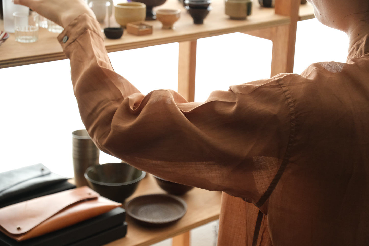 MITTAN / ラミーシルクシャツ 柿渋×ベンガラ SH-152DC / unisex