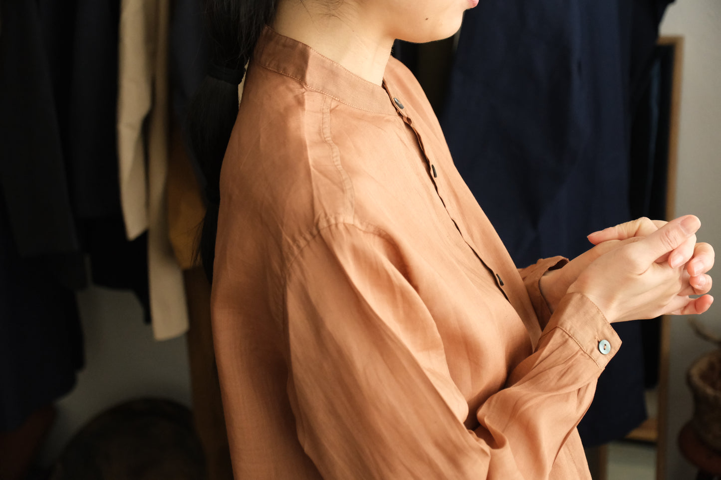 MITTAN / ラミーシルクシャツ 柿渋×ベンガラ SH-152DC / unisex