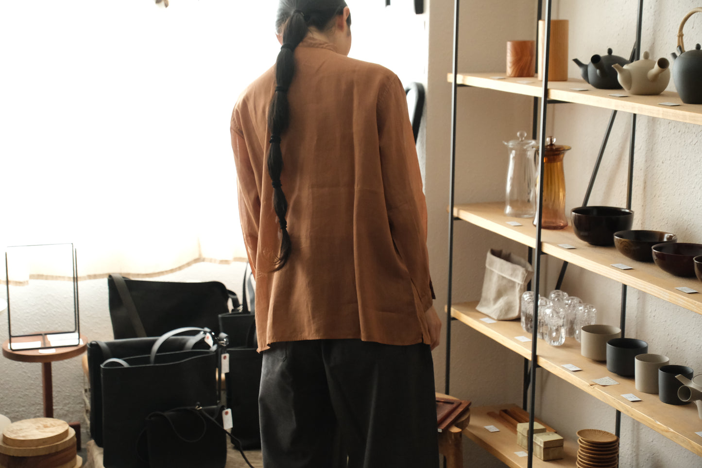 MITTAN / ラミーシルクシャツ 柿渋×ベンガラ SH-152DC / unisex