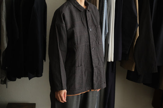 MITTAN / 薄手刺し子織ジャケット 墨黒 JK-86 / unisex