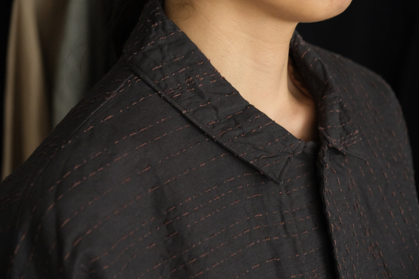 MITTAN / 薄手刺し子織ジャケット ベンガラ薄紅 JK-86B / unisex