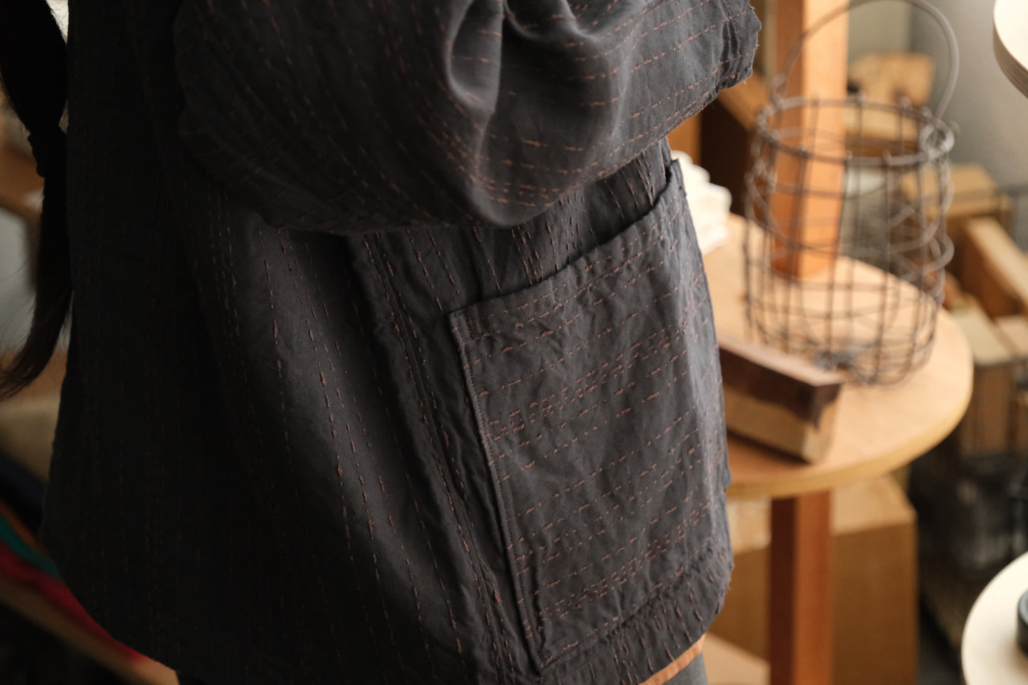 MITTAN / 薄手刺し子織ジャケット ベンガラ薄紅 JK-86B / unisex