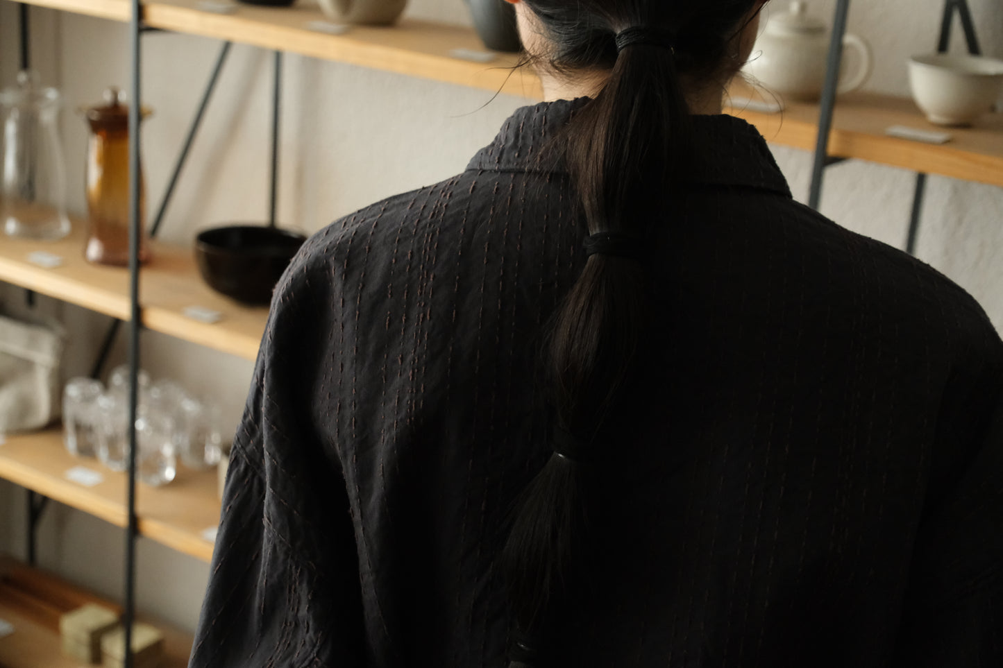 MITTAN / 薄手刺し子織ジャケット ベンガラ薄紅 JK-86B / unisex