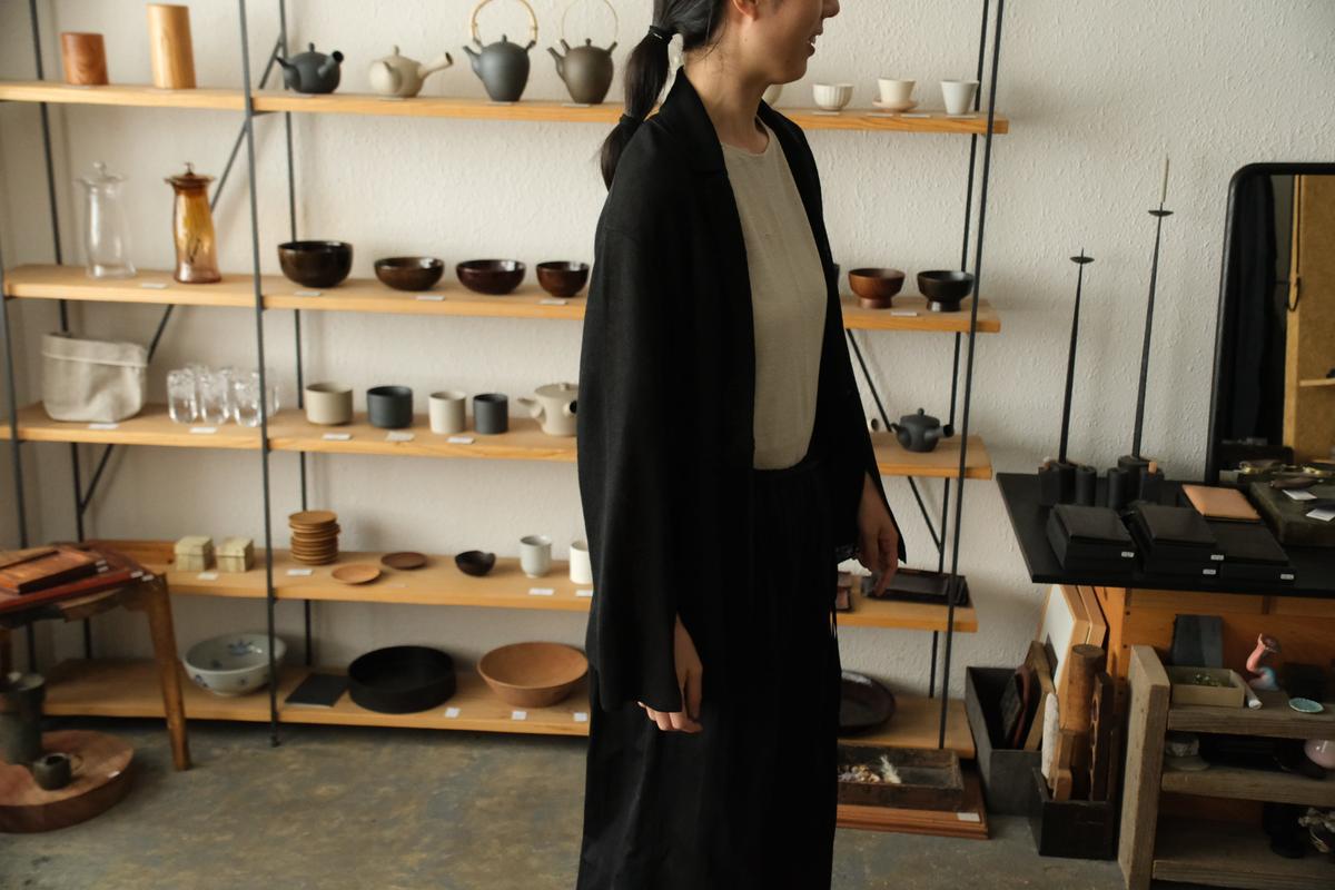 enrica linen knit jacket｜BLACK