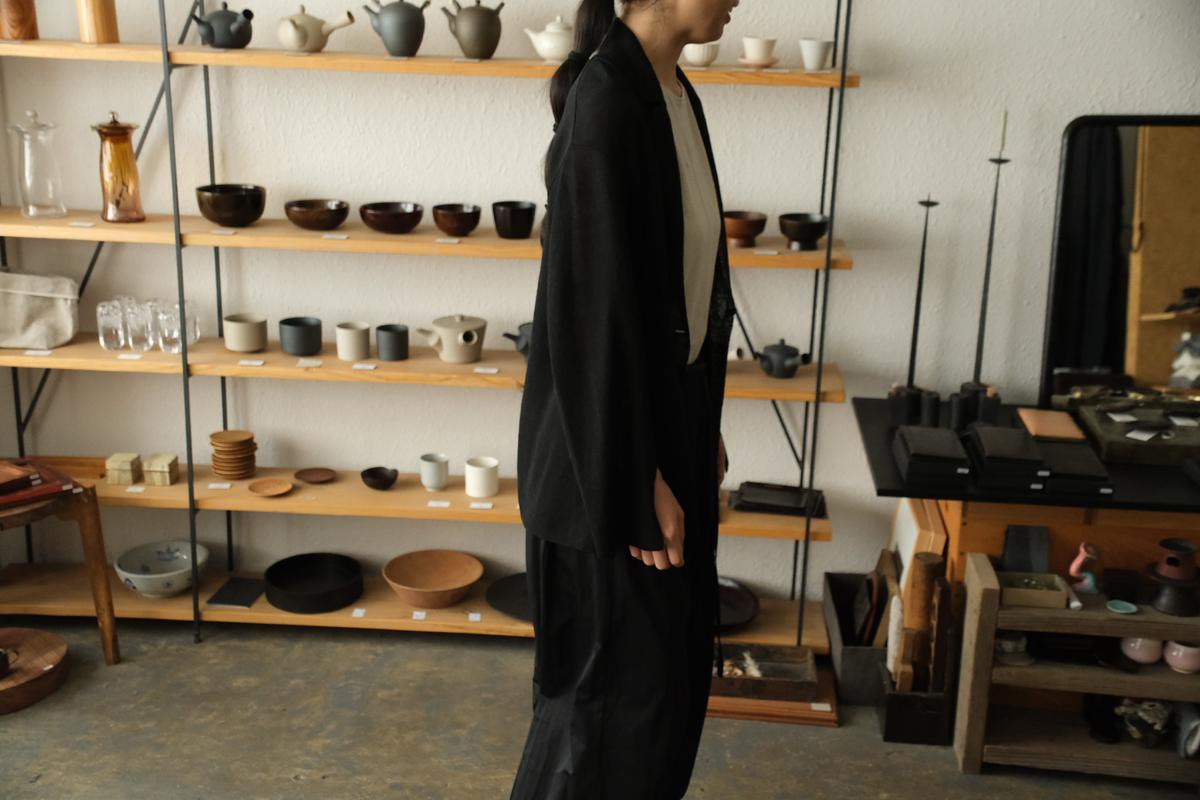 enrica linen knit jacket｜BLACK