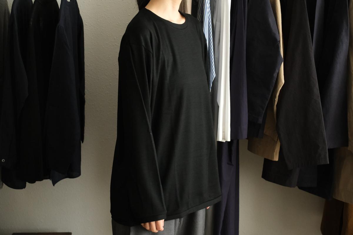 MITTAN / スーパー120’sウールスムース長袖 黒 T-35 / unisex