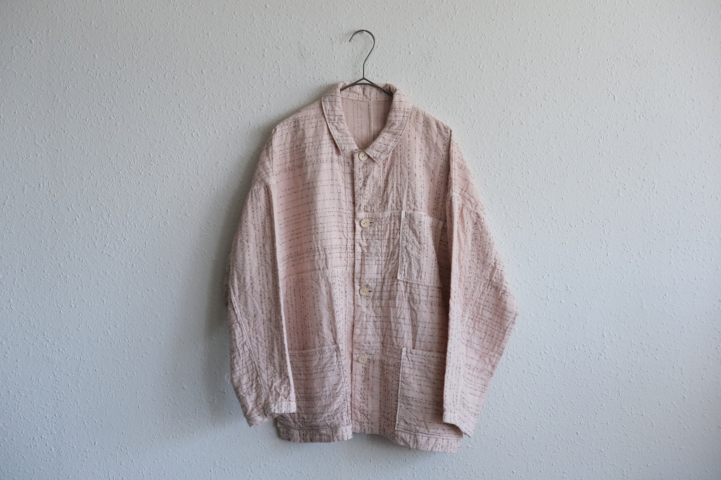 MITTAN / 薄手刺し子織ジャケット ベンガラ薄紅 JK-86B / unisex