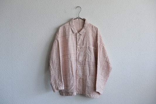 MITTAN / 薄手刺し子織ジャケット ベンガラ薄紅 JK-86B / unisex
