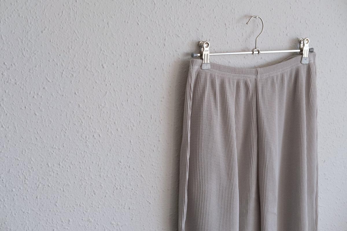 yohaku ドバイパンツ｜綿リネン ワッフル素材 ライトグレー｜unisex freesize