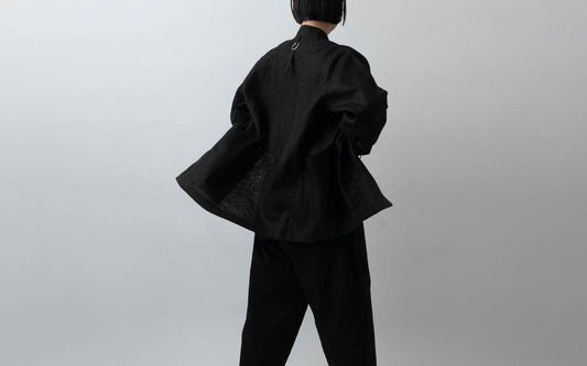 木間服装製作 jacket リネン black｜unisex freesize