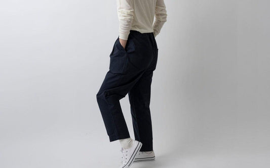 バフクロス ワイドパンツ ブラックネイビー|unisex 3 size