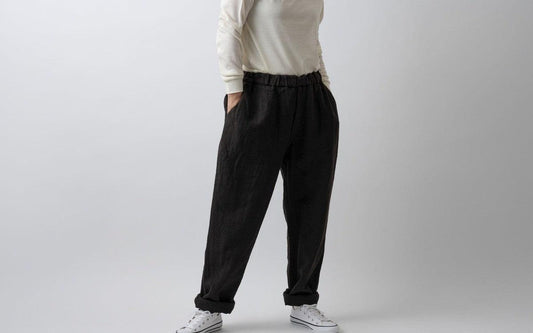 MITTAN / 亜麻苧麻ロングパンツ こげ茶 PT-91 / unisex