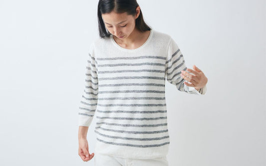 Linen Knit Long Sleeve Double Pullover | Ladies | White