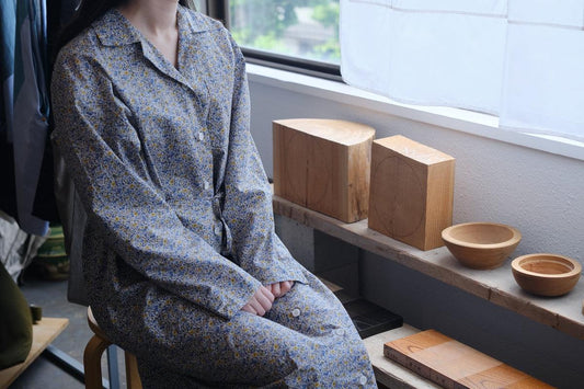 木間服装製作 longshirt flower blue|unisex freesize