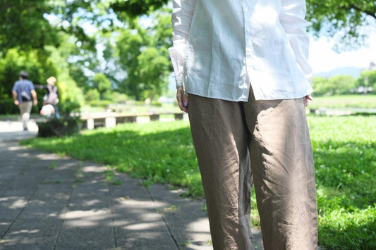 MITTAN / 大麻ワイドパンツ 柿渋×墨 PT-119DC / unisex