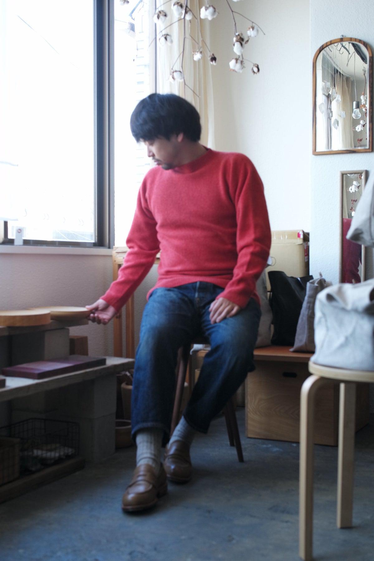 MITTAN / wool sweater red orange KN-02 / unisex