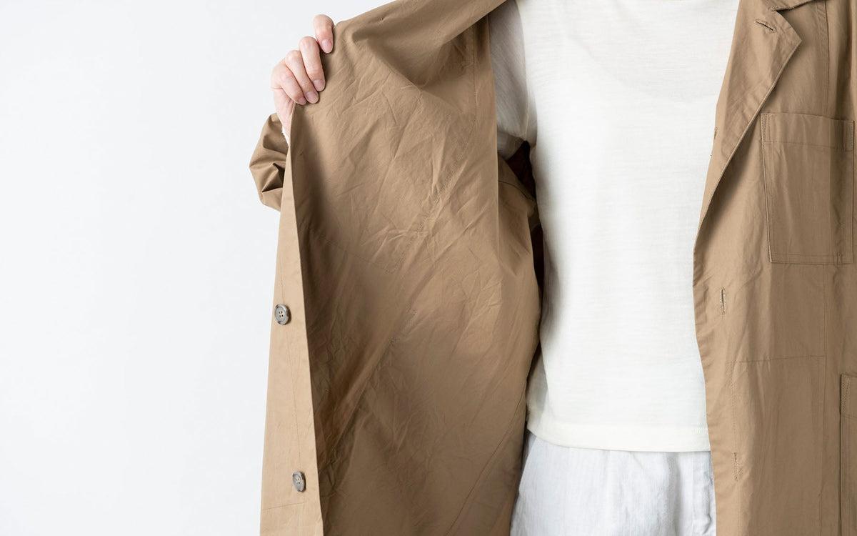 木間服装製作 coat コットンナイロン light beige｜unisex freesize