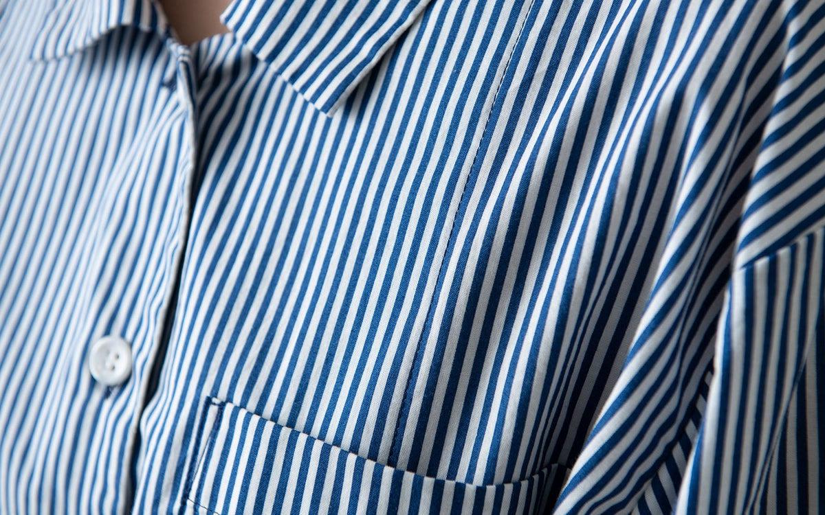 木間服装製作 longshirt stripe blue｜unisex freesize