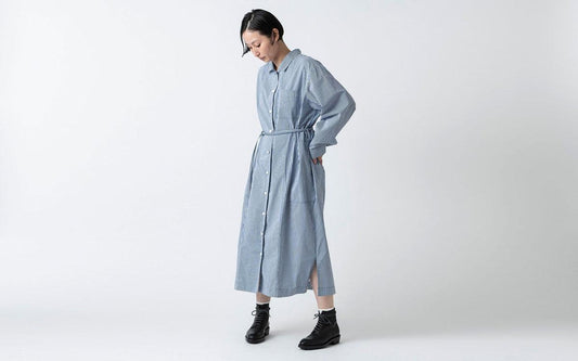 木間服装製作 longshirt stripe blue|unisex freesize