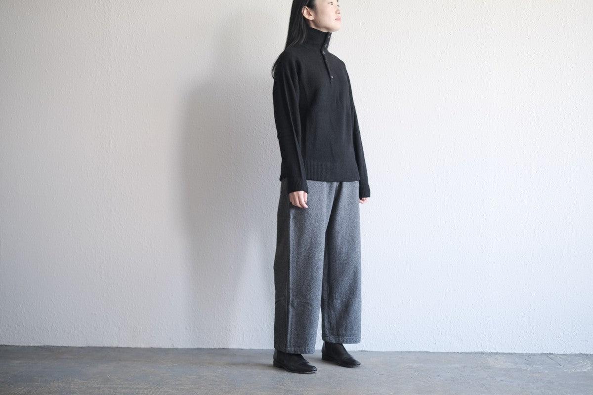 MITTAN / ウールシルクWフェイスハイネック 黒 KN-29 / unisex