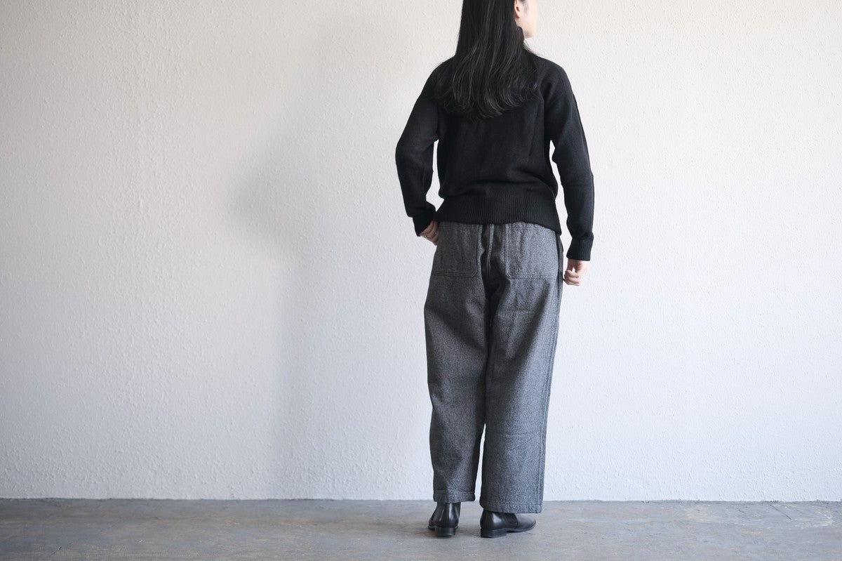 MITTAN / ウールシルクWフェイスハイネック 黒 KN-29 / unisex