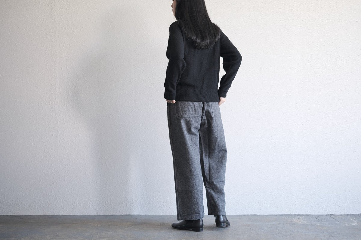 MITTAN / ウールシルクWフェイスハイネック 黒 KN-29 / unisex