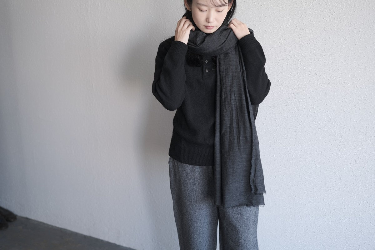 MITTAN / スーパー120'sウールコットンビッグストール 墨黒 SC-59 / unisex