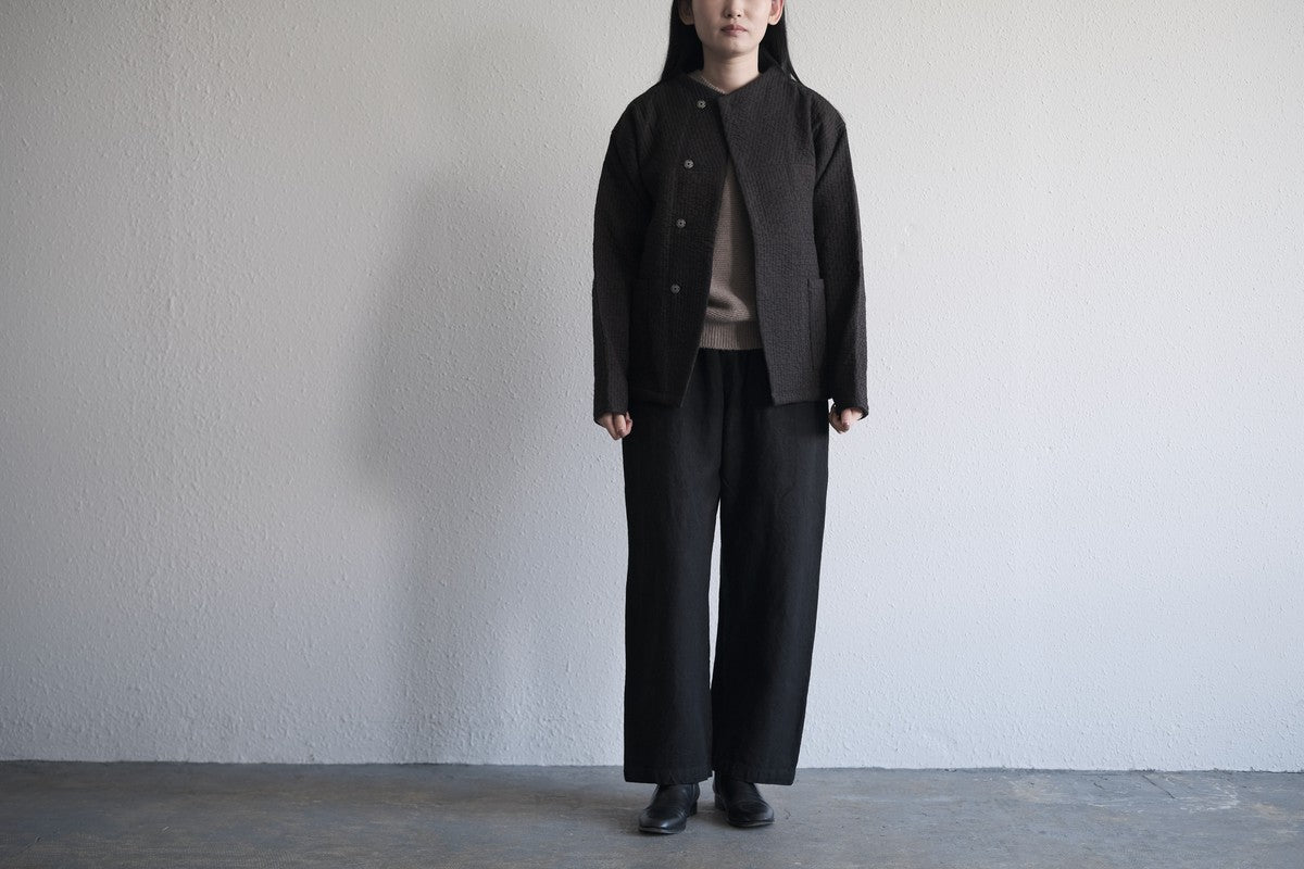 MITTAN / 中わた刺し子織ジャケット 黒茶 JK-64 / unisex