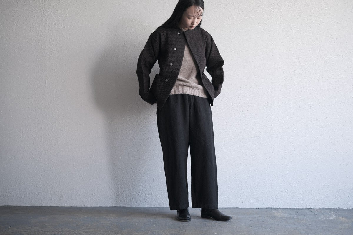 MITTAN / 中わた刺し子織ジャケット 黒茶 JK-64 / unisex