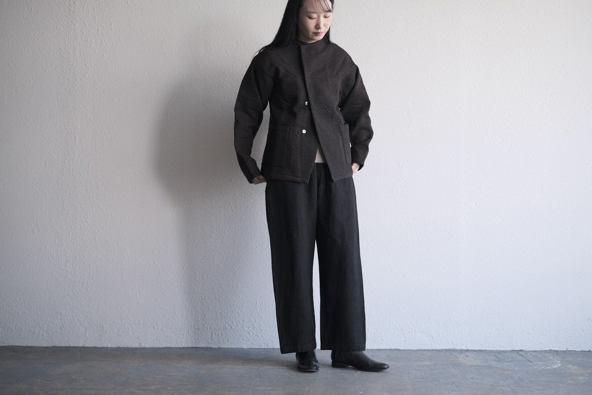MITTAN / 亜麻苧麻ワイドパンツ こげ茶 PT-92 / unisex