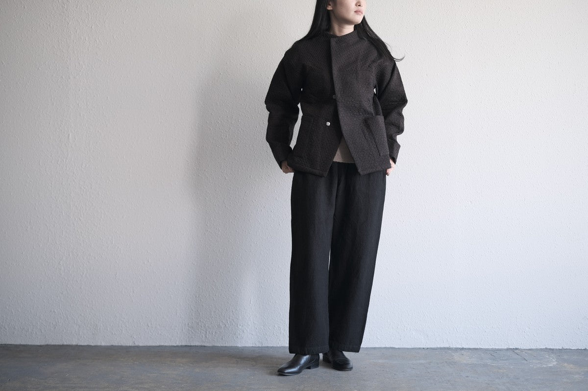 MITTAN / 中わた刺し子織ジャケット 黒茶 JK-64 / unisex