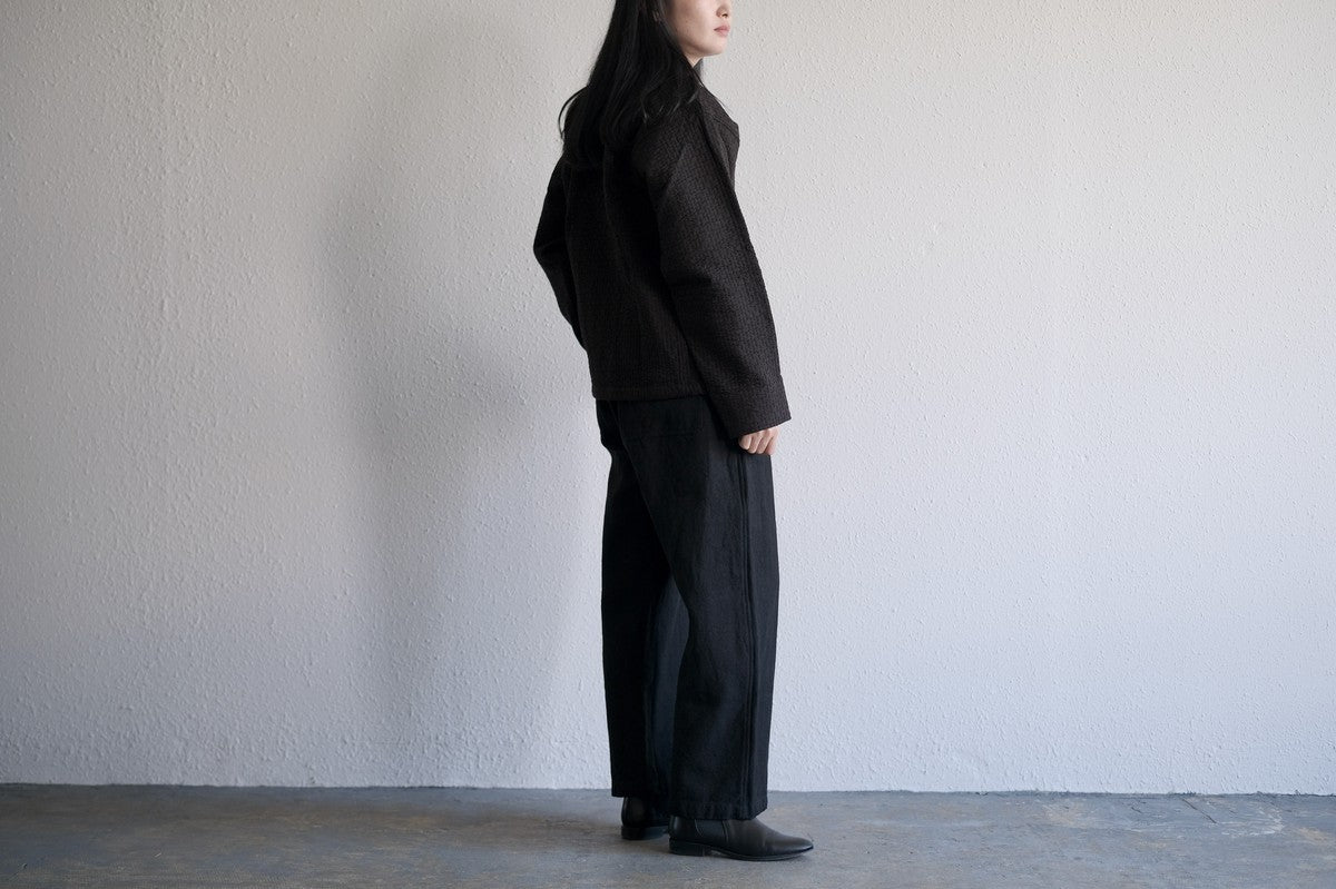 MITTAN / 亜麻苧麻ワイドパンツ 墨黒 PT-92 / unisex