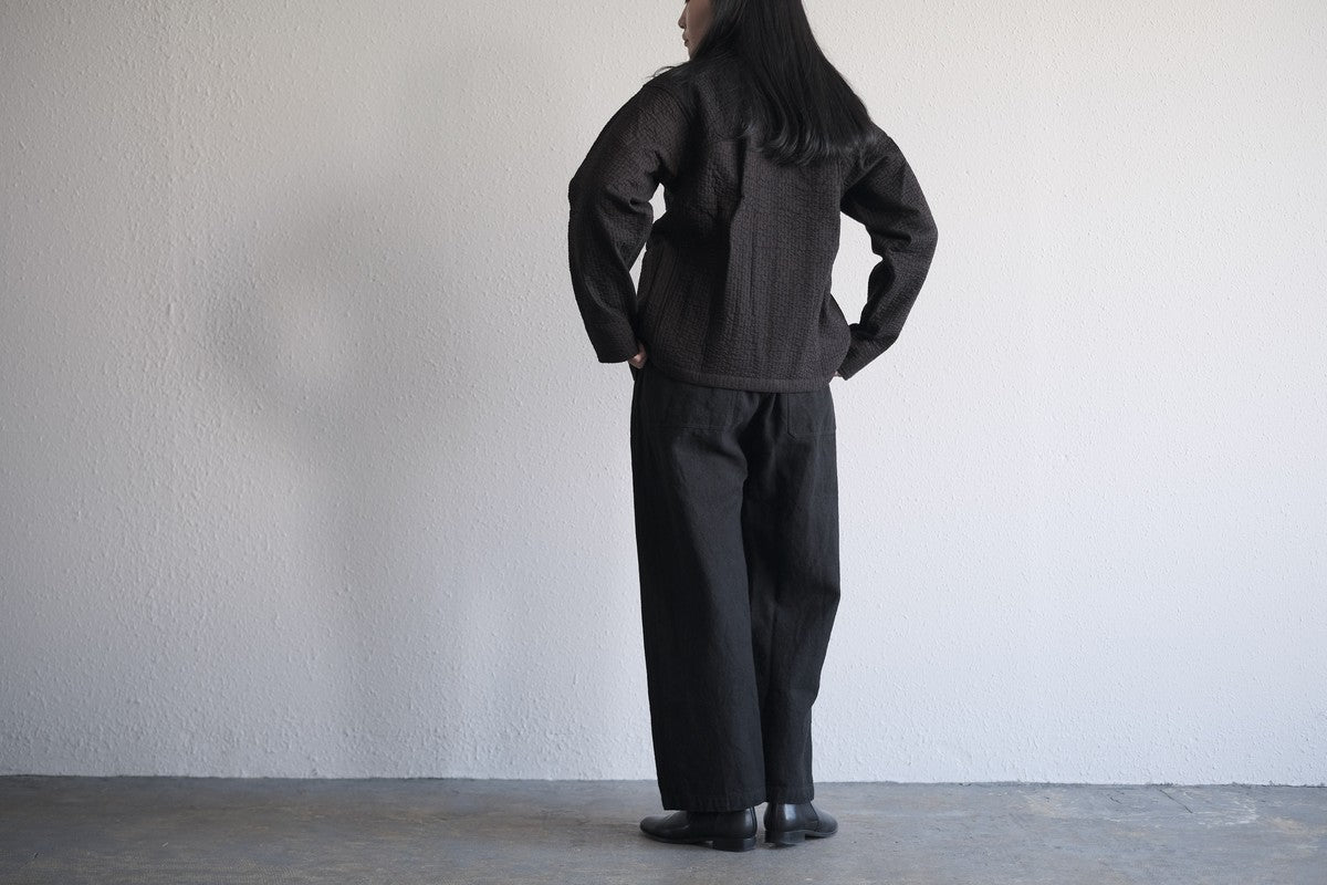 MITTAN / 亜麻苧麻ワイドパンツ 墨黒 PT-92 / unisex