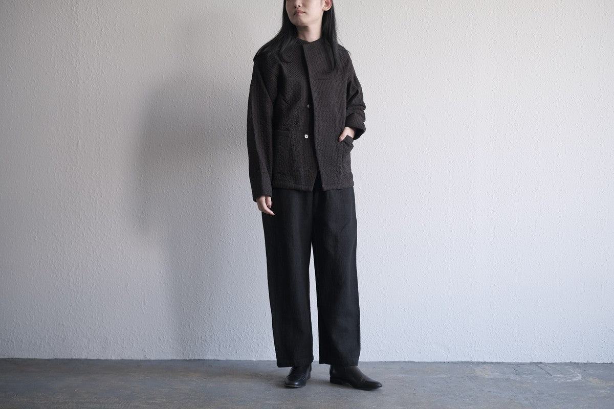 MITTAN / 中わた刺し子織ジャケット 黒茶 JK-64 / unisex