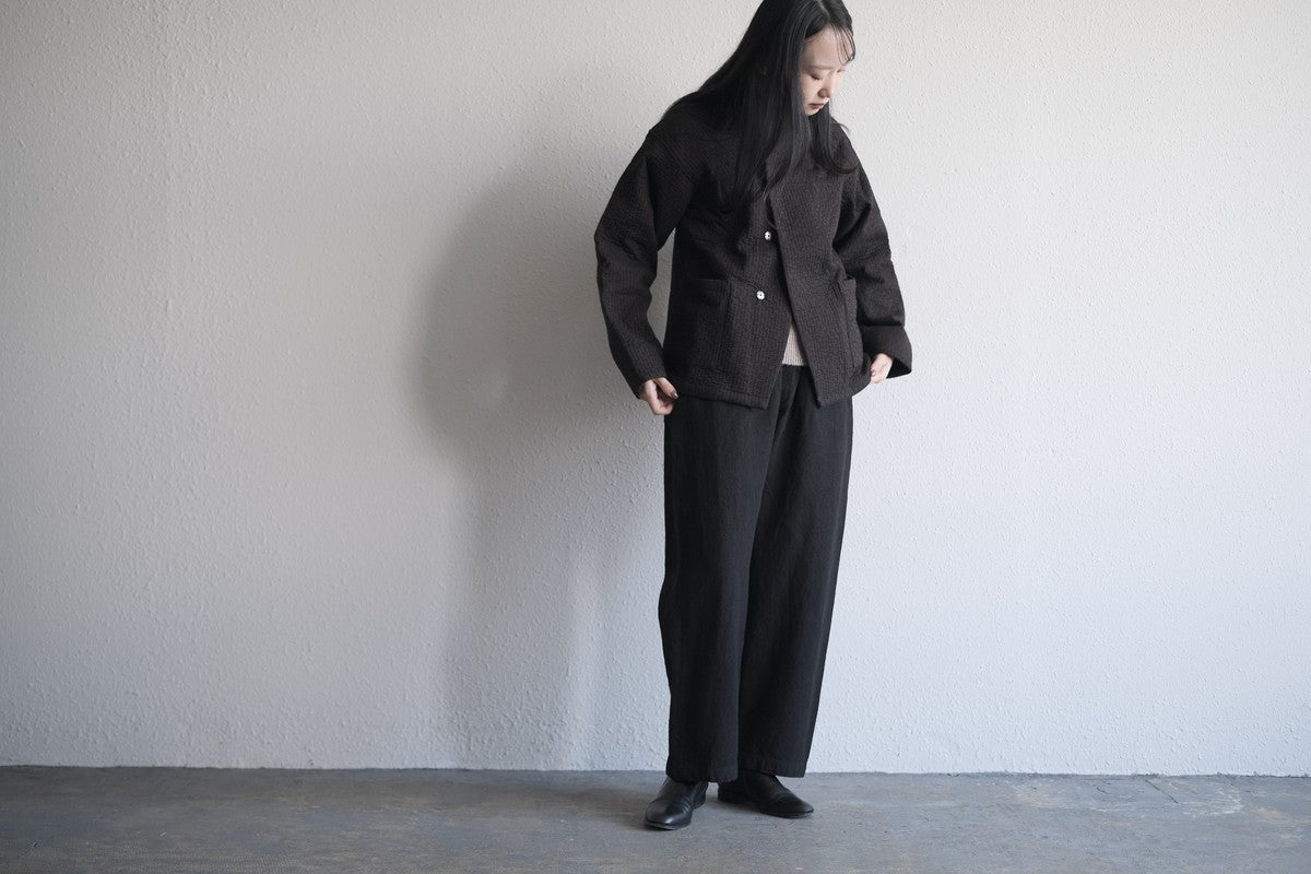 MITTAN / 中わた刺し子織ジャケット 黒茶 JK-64 / unisex