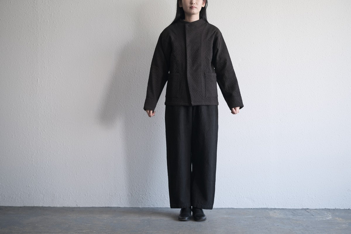 MITTAN / 中わた刺し子織ジャケット 黒茶 JK-64 / unisex