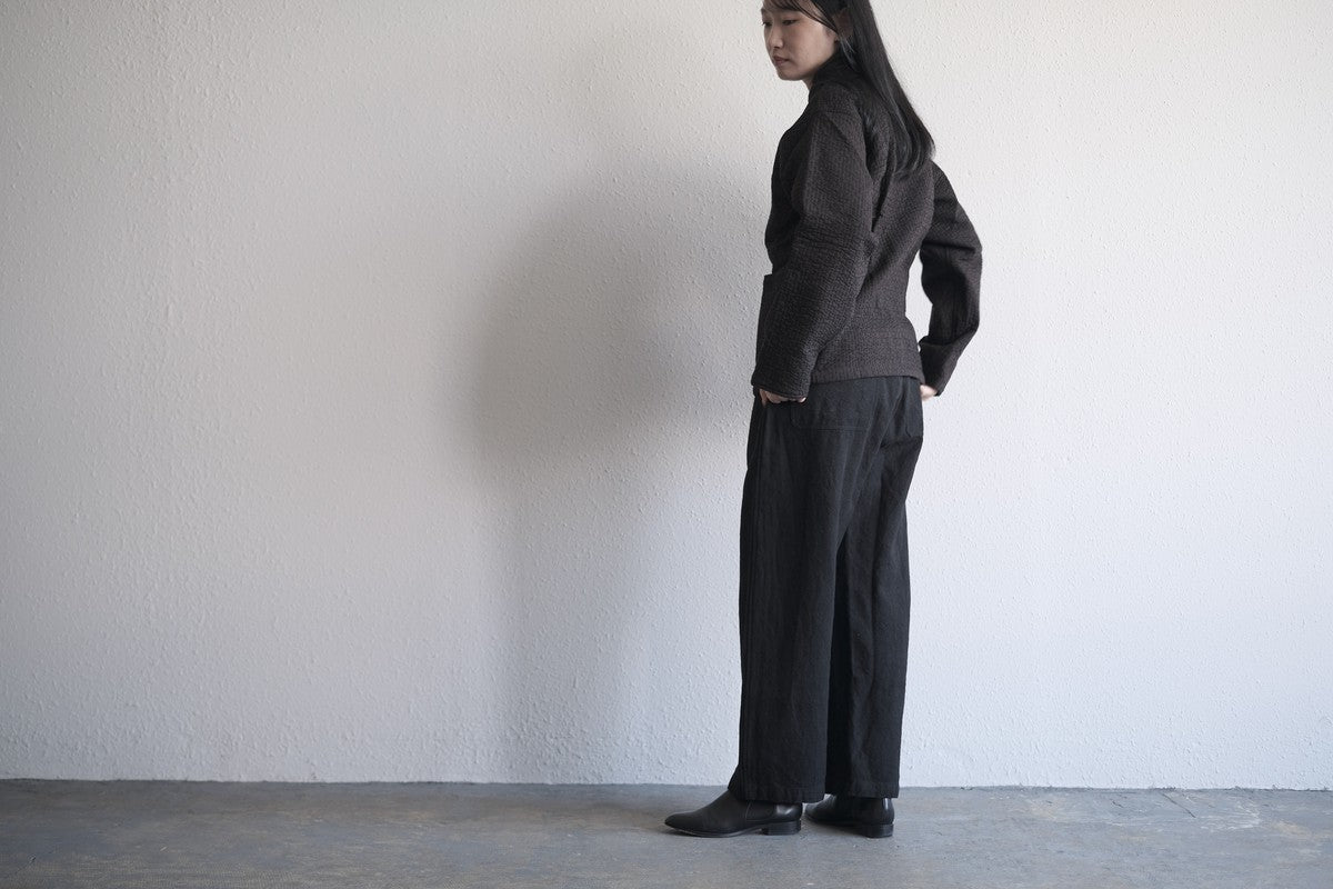 MITTAN / 中わた刺し子織ジャケット 黒茶 JK-64 / unisex