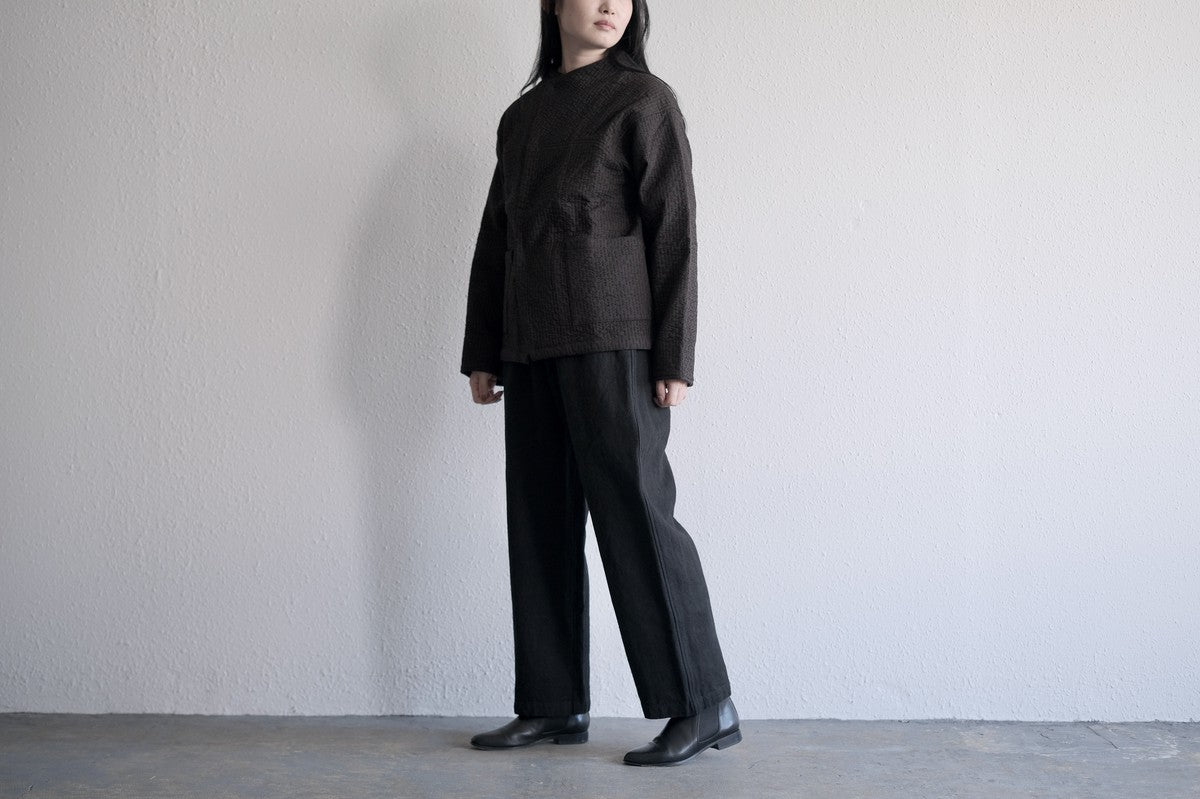 MITTAN / 中わた刺し子織ジャケット 黒茶 JK-64 / unisex