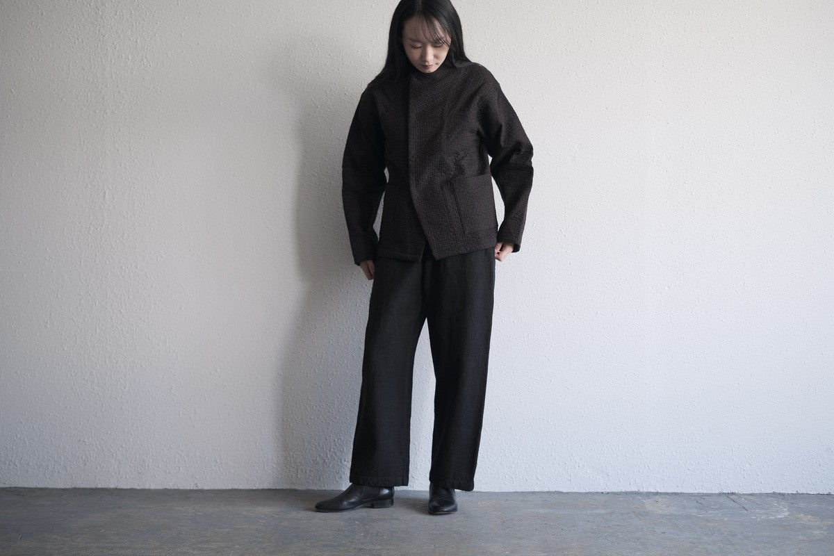 MITTAN / 中わた刺し子織ジャケット 黒茶 JK-64 / unisex