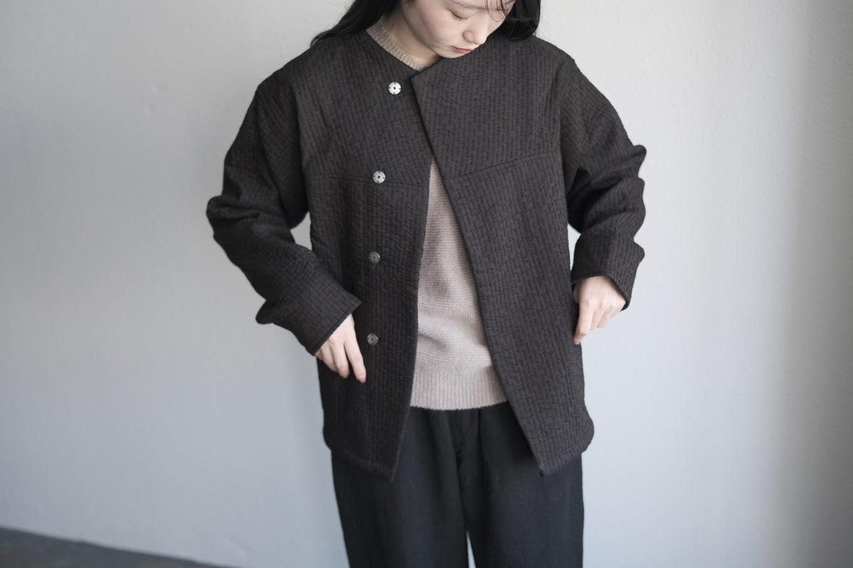 MITTAN / 中わた刺し子織ジャケット 黒茶 JK-64 / unisex