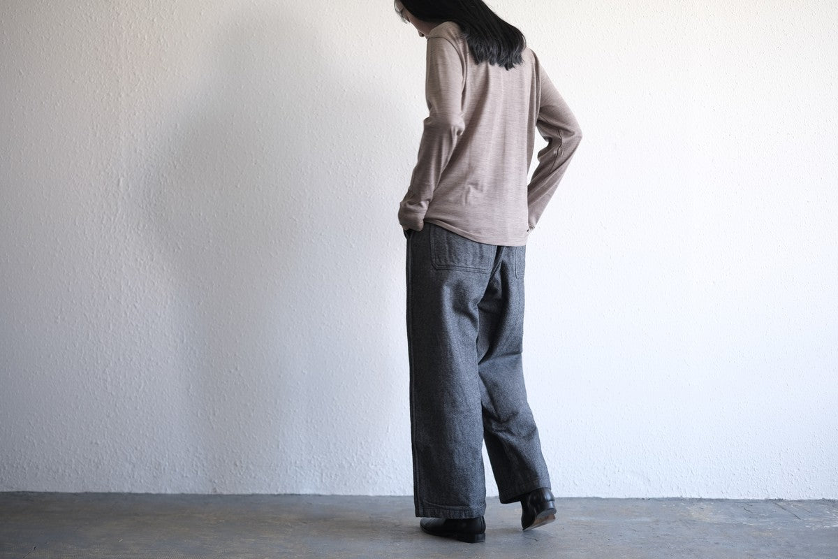 MITTAN / ウールデニムワイド 灰 PT-100 / unisex　