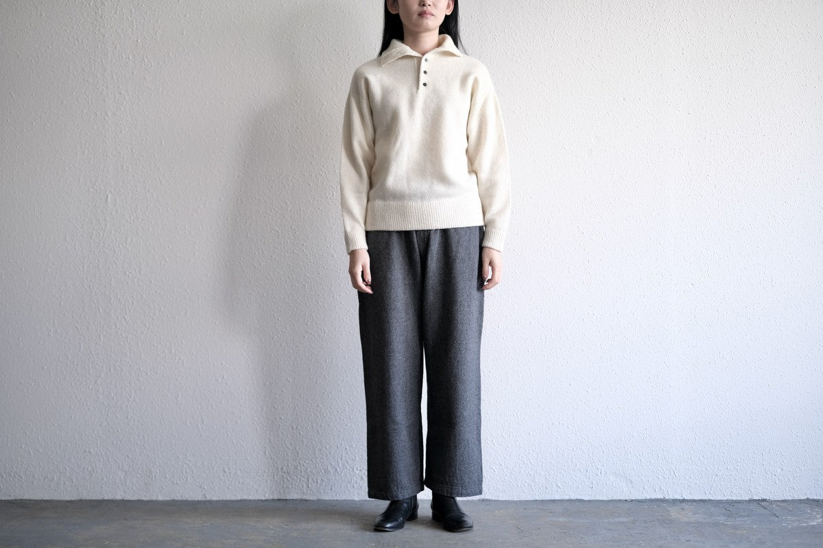 MITTAN / ウールシルクWフェイスハイネック 白 KN-29 / unisex