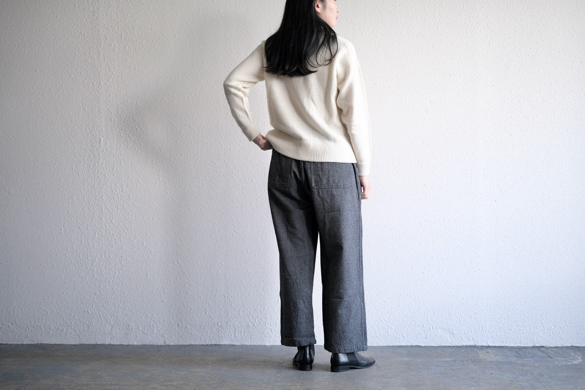 MITTAN / ウールシルクWフェイスハイネック 白 KN-29 / unisex