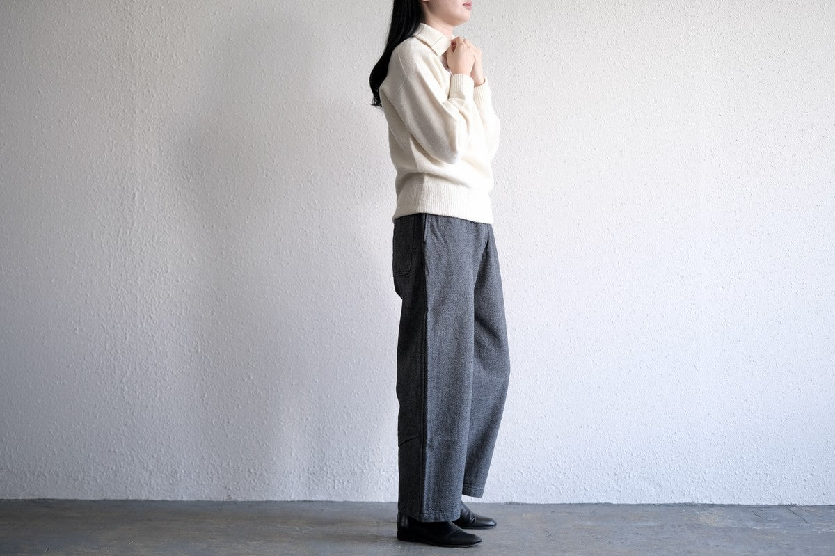 MITTAN / ウールシルクWフェイスハイネック 白 KN-29 / unisex