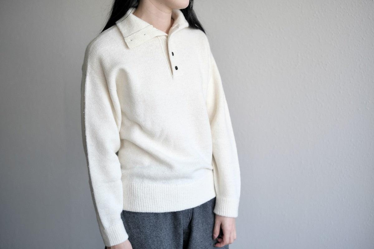 MITTAN / ウールシルクWフェイスハイネック 白 KN-29 / unisex