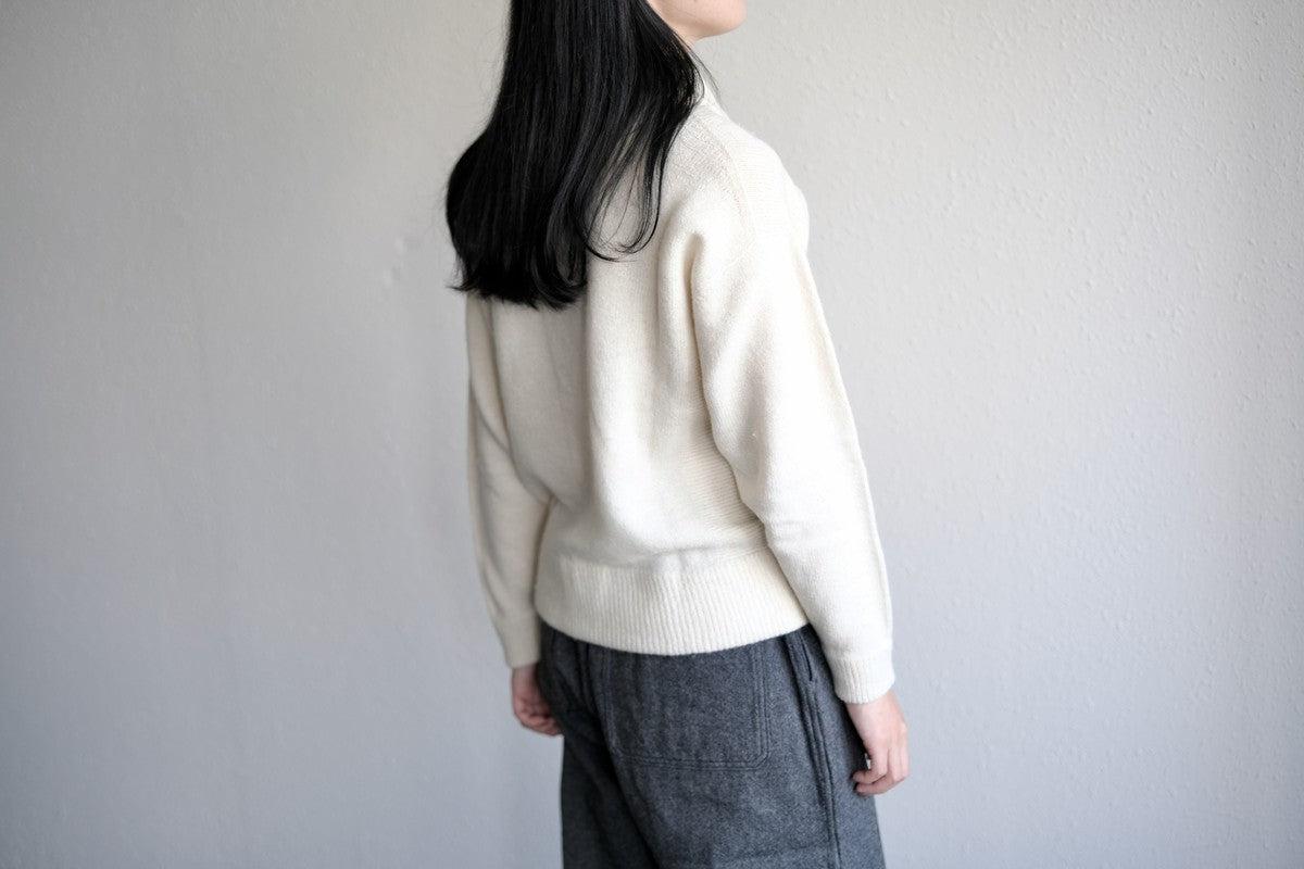 MITTAN / ウールシルクWフェイスハイネック 白 KN-29 / unisex