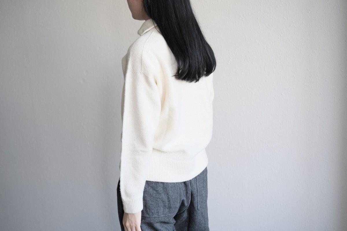 MITTAN / ウールシルクWフェイスハイネック 白 KN-29 / unisex