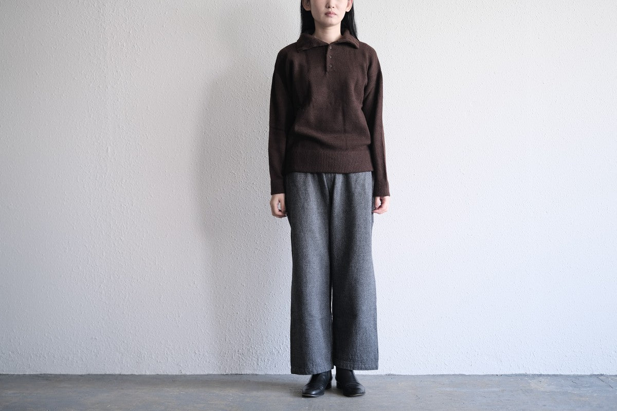 MITTAN / ウールシルクWフェイスハイネック 茶 KN-29 / unisex