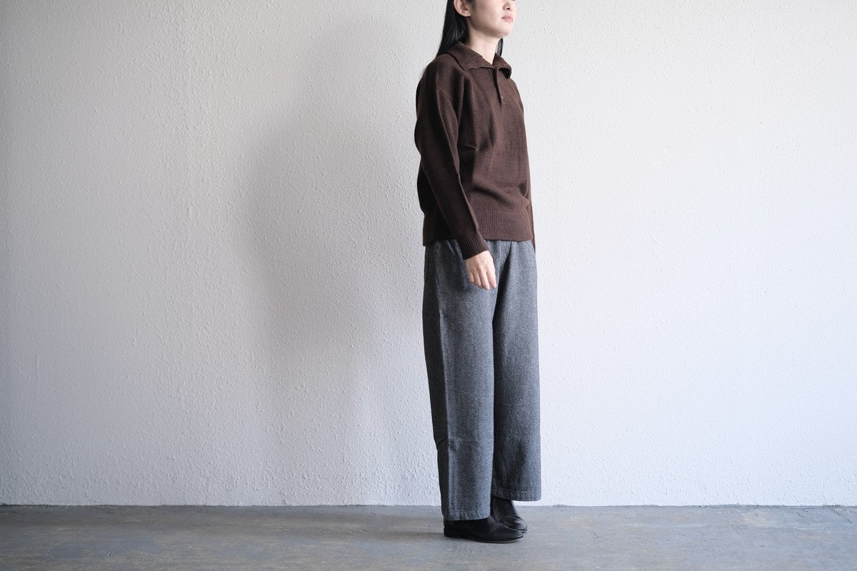 MITTAN / ウールシルクWフェイスハイネック 茶 KN-29 / unisex